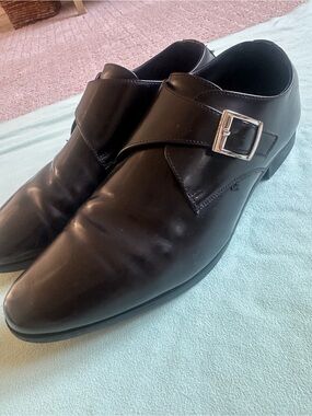 Zara Black Leather Single Monk Strap Dress Shoes